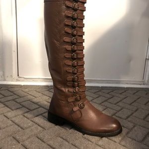 Genuine leather knee high boots